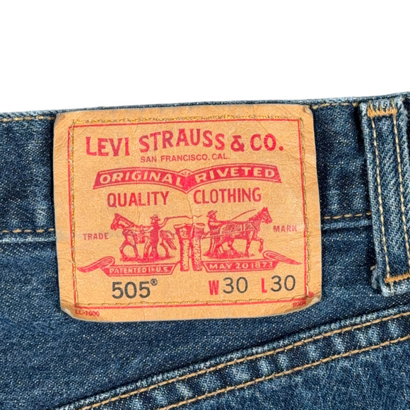 Vintage 505 Levis Jeans Mens 30x30 Blue Regular Straight Dark Wash Denim Y2K - Picture 8 of 10